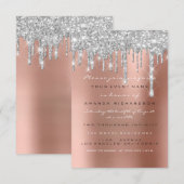 Sweet 16. Glitzer Tropfen Silver Wedding Bridal Einladung (Vorne/Hinten)