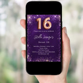 Sweet 16 Glitzern aus lila Rose Einladung