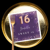 Sweet 16 Glitzern mit lila Rose Serviette