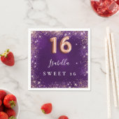 Sweet 16 Glitzern mit lila Rose Serviette (Beispiel)