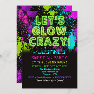 Sweet 16 Glow Party Einladung zum Geburtstag