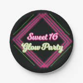 Sweet 16 Glow-Party-Teller Pappteller (Vorderseite)