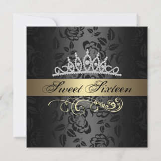 Sweet 16 Gold & Black Tiara Einladung zum Geburtst