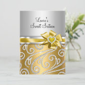 Sweet 16 Gold Bow & Sparkle Diamond Ankündigung (Stehend Vorderseite)
