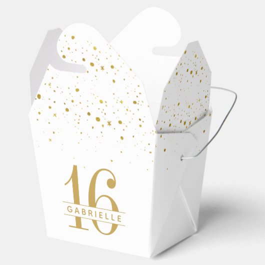 Sweet 16 Gold Confetti Personalisiert Mini Aussche Geschenkschachtel (Geöffnet)