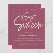Sweet 16 Gold, elegant, einfach Party einladen (Vorne/Hinten)
