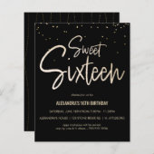 Sweet 16 Gold, elegant, einfach Party einladen (Vorne/Hinten)