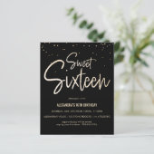Sweet 16 Gold, elegant, einfach Party einladen (Stehend Vorderseite)