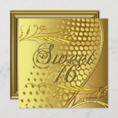 Sweet 16 Gold Elegante Einladung (Vorne/Hinten)