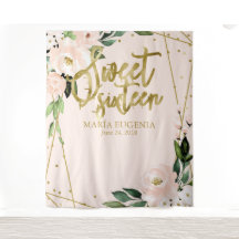 Sweet 16 Gold Foil Blush Pink Floral Hintergrund