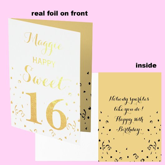 Sweet 16 Gold Foil Geburtstagskarte Folienkarte