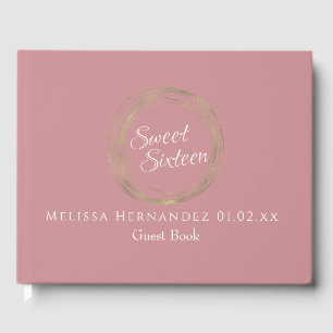 Sweet 16 Gold Foil Luxury Circular Birthday Blush Gästebuch