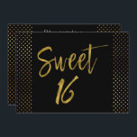 Sweet 16 Gold Foil zum Geburtstag Einladung<br><div class="desc">Sweet 16 Black and Imitats Gold Foil Glamour Geburtstag Einladung für eine 16 . Geburtstag Geburtstagsparty.</div>