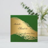 Sweet 16 Gold Green Elegante Einladung (Stehend Vorderseite)