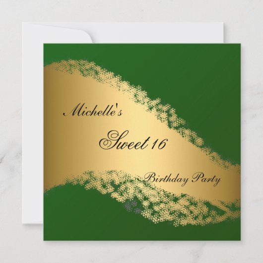 Sweet 16 Gold Green Elegante Einladung (Vorderseite)