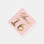 Sweet 16 Gold Look Typografie Pink Elegant Serviette (Ecke)