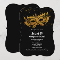 Sweet 16 Gold Masquerade Einladung