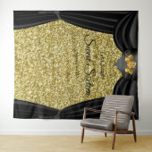 Sweet 16 Gold Rose Black Curtain Gold Glitzer Wandteppich (Beispiel (Horizontal))