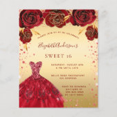 Sweet 16 Gold Rot Glitzer Kleidung Einladung Flyer (Vorne)