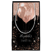 Sweet 16 Goldballons aus schwarzer Rose, Glitzer Kleine Geschenktüte (Vorderseite)