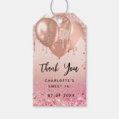 Sweet 16 Goldballons schwarzer Rose vielen Dank Geschenkanhänger (Vorderseite)