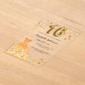 Sweet 16 goldene Sterne klar Acryleinladungen (Ablage )