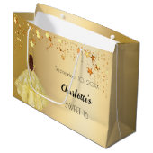 Sweet 16 goldene Sterne kleiden tiara Große Geschenktüte (Vorderseite Schrägansicht)