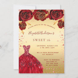 Sweet 16 goldfarbene Glitzer Kleid glamourös Einladung