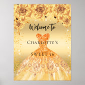 Sweet 16 Goldkleid Rose Party willkommen Poster (Vorne)