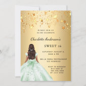 Sweet 16 greeb goldene Stars Einladung (Vorderseite)