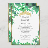 Sweet 16 Green Birthday Party Blume Weiß Einladung (Vorne/Hinten)
