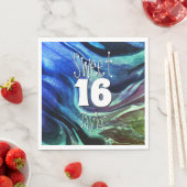 Sweet 16 Green & Blue Marble Personalisiert Serviette (Beispiel)