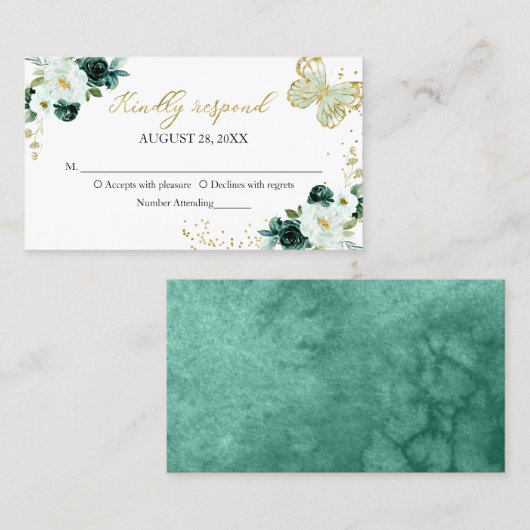 Sweet 16 Green Floral Butterfly UAWG Umschließung Visitenkarte (Vorne/Hinten)