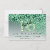 Sweet 16 Green Glitzer Stilvoller Glitzer Nr. 16 Save The Date (Vorderseite)