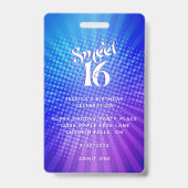 Sweet 16 Groovy Lila Blue Gradient Boho VIP Pass Ausweis (Rückseite)