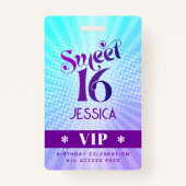Sweet 16 Groovy Lila Blue Gradient Boho VIP Pass Ausweis (Vorderseite)