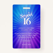 Sweet 16 Groovy Lila Blue Gradient Boho VIP Pass Ausweis (Rückseite)