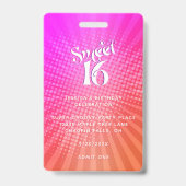 Sweet 16 Groovy Pink Orange Gradient Boho VIP Pass Ausweis (Rückseite)