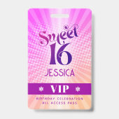 Sweet 16 Groovy Pink Orange Gradient Boho VIP Pass Ausweis (Vorderseite)
