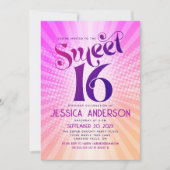 Sweet 16 Groovy Pink Orange Gradient Retro Boho Einladung (Vorderseite)