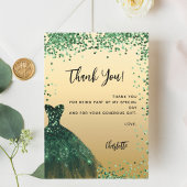 Sweet 16 grüne Kleid konfetti Dankeschön Karte