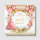 Sweet 16 Guest Book Blush Gold Pink Balloons Gästebuch (Vorderseite)