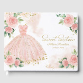Sweet 16 Guest Book Blush Pink Gown Floral Gästebuch (Vorderseite)