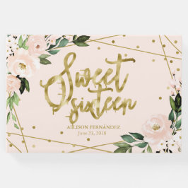 Sweet 16 Guest Book Gold Foil Blush Pink Floral Gästebuch