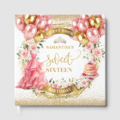 Sweet 16 Guest Book Gold Glitzer Blush Pink Gästebuch (Vorderseite)