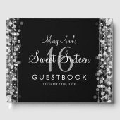 Sweet 16 Guestbook Party Glitzern Silver Gästebuch (Vorderseite)