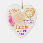 Sweet 16 Happy Birthday Girl Daughter Herzgeschenk Keramik Ornament (Rechts)