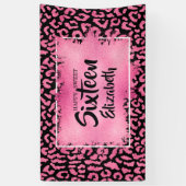 Sweet 16 Happy Birthday Leopard Custom Banner (Vertikal)