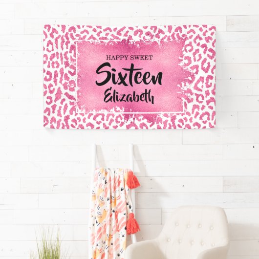Sweet 16 Happy Birthday Leopard Custom Banner (Insitu)