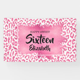 Sweet 16 Happy Birthday Leopard Custom Banner